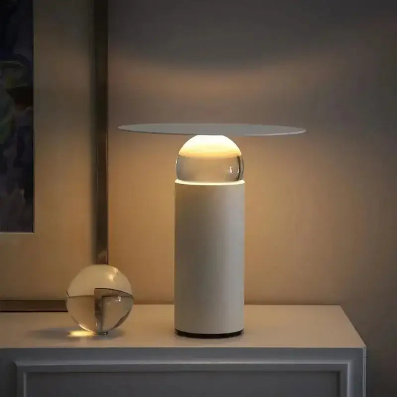Modern white crystal ball table lamp with frosted glass globe and flat shade ideal for minimalist decorbites crystal ball decor