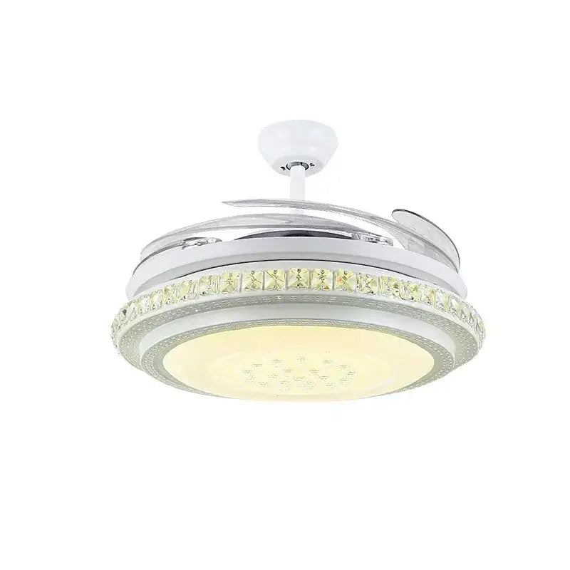 Modern white crystal chandeliers ceiling fan with chrome finish and faceted crystals for bedroom decorbites crystal chandeliers