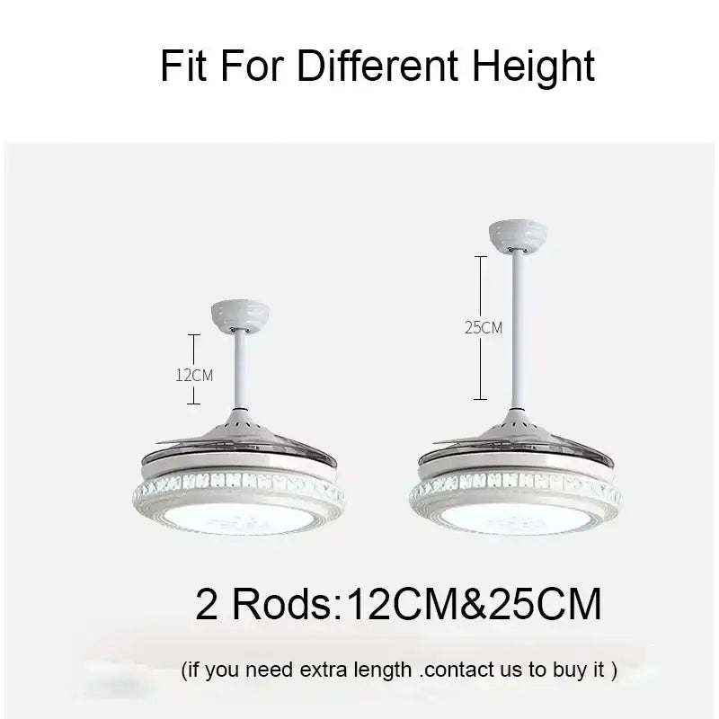 Modern white crystal chandeliers ceiling fans with led lighting and crystal trim available in 12cm or 25cm rods for bedroom decorbites crystal chandeliers