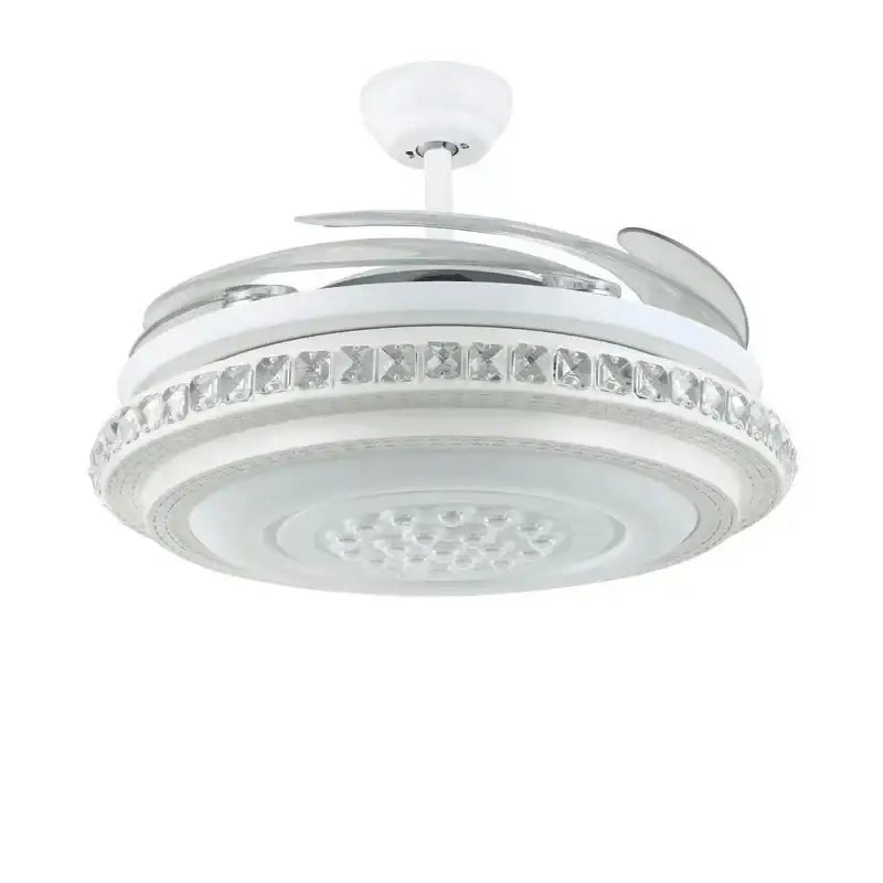 Modern white crystal chandeliers ceiling fan with led lighting and crystal accents for bedroom decorbites crystal chandeliers