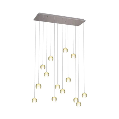 Modern White Crystal Cluster Pendant Light with 14 Bulbs - Meteor Shower Stair Hanging Lamp