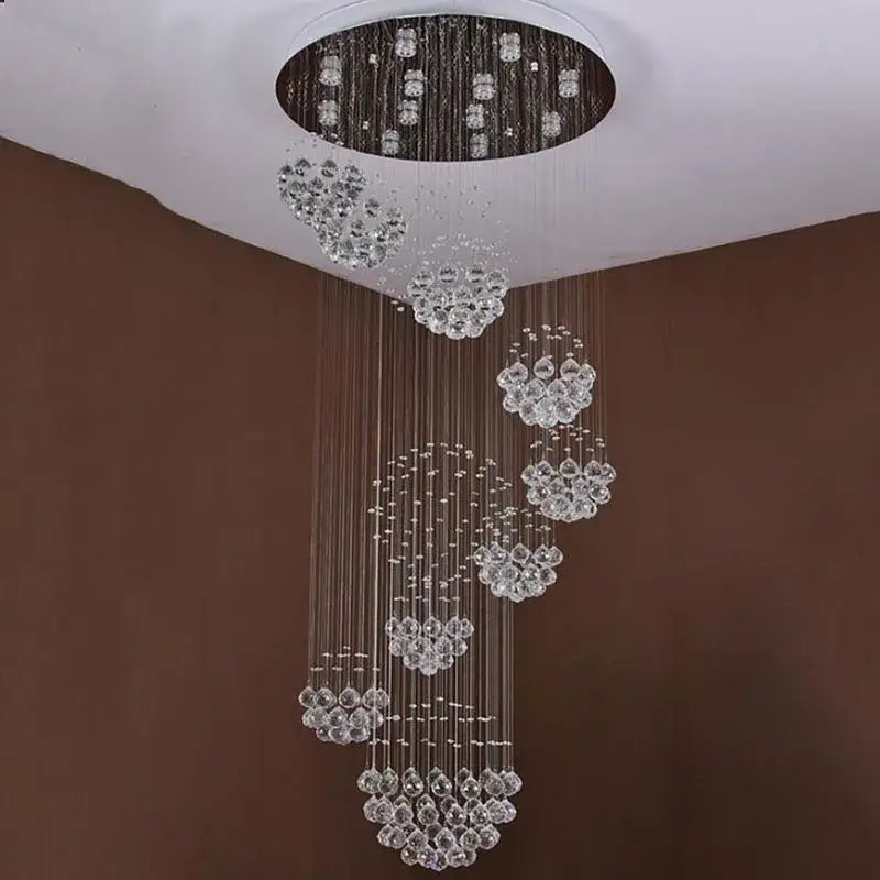 Modern white decorbites crystal led chandelier with cascading clear faceted glass beads for villa living room decor
