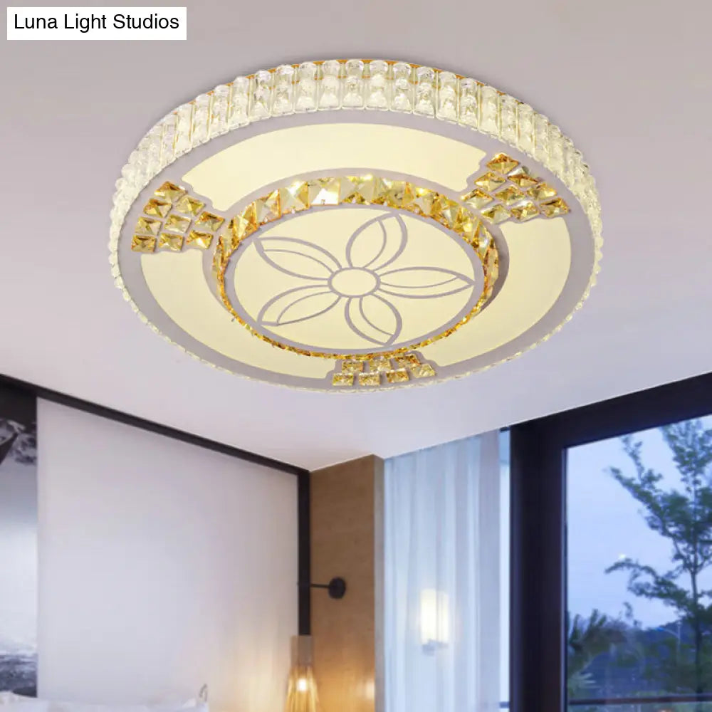 DecorBites™ DecorBites™ Modern White Crystal LED Flush Mount Lamp for Living Room with Flower-Like Design