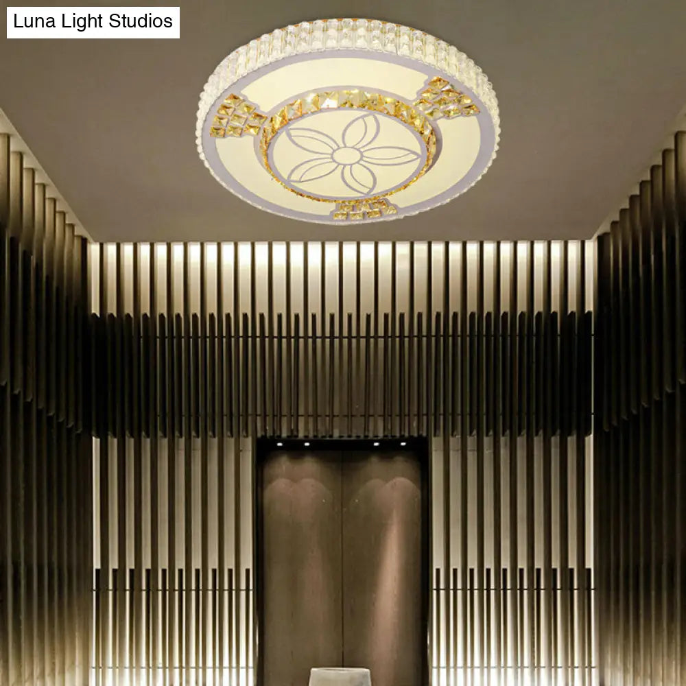 DecorBites™ DecorBites™ Modern White Crystal LED Flush Mount Lamp for Living Room with Flower-Like Design