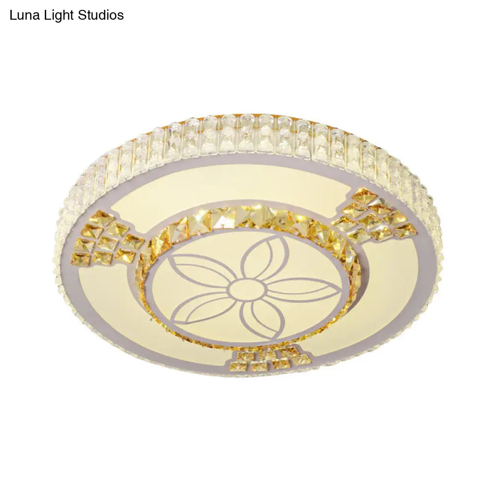 DecorBites™ DecorBites™ Modern White Crystal LED Flush Mount Lamp for Living Room with Flower-Like Design