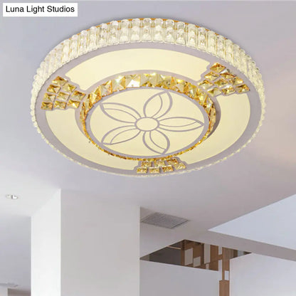 DecorBites™ DecorBites™ Modern White Crystal LED Flush Mount Lamp for Living Room with Flower-Like Design