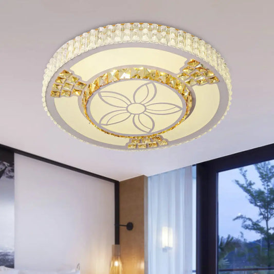 DecorBites™ DecorBites™ Modern White Crystal LED Flush Mount Lamp for Living Room with Flower-Like Design