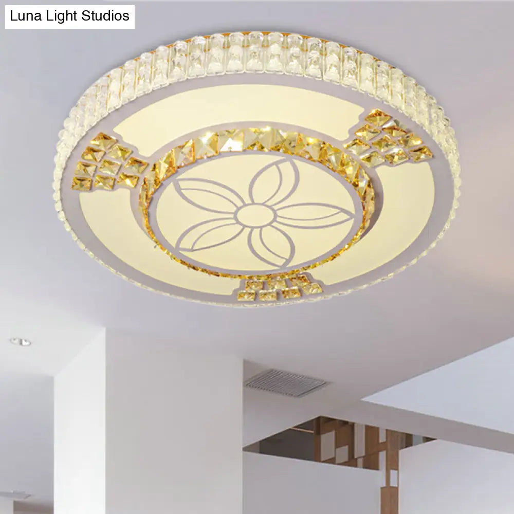 DecorBites™ DecorBites™ Modern White Crystal LED Flush Mount Lamp for Living Room with Flower-Like Design