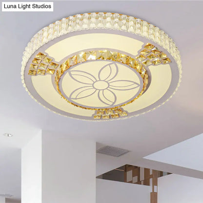 DecorBites™ DecorBites™ Modern White Crystal LED Flush Mount Lamp for Living Room with Flower-Like Design