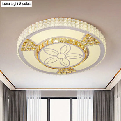 DecorBites™ DecorBites™ Modern White Crystal LED Flush Mount Lamp for Living Room with Flower-Like Design