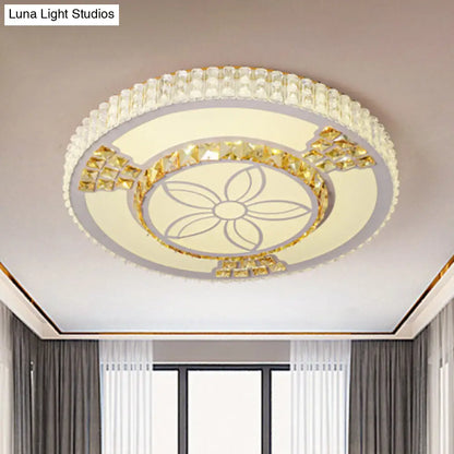 DecorBites™ DecorBites™ Modern White Crystal LED Flush Mount Lamp for Living Room with Flower-Like Design