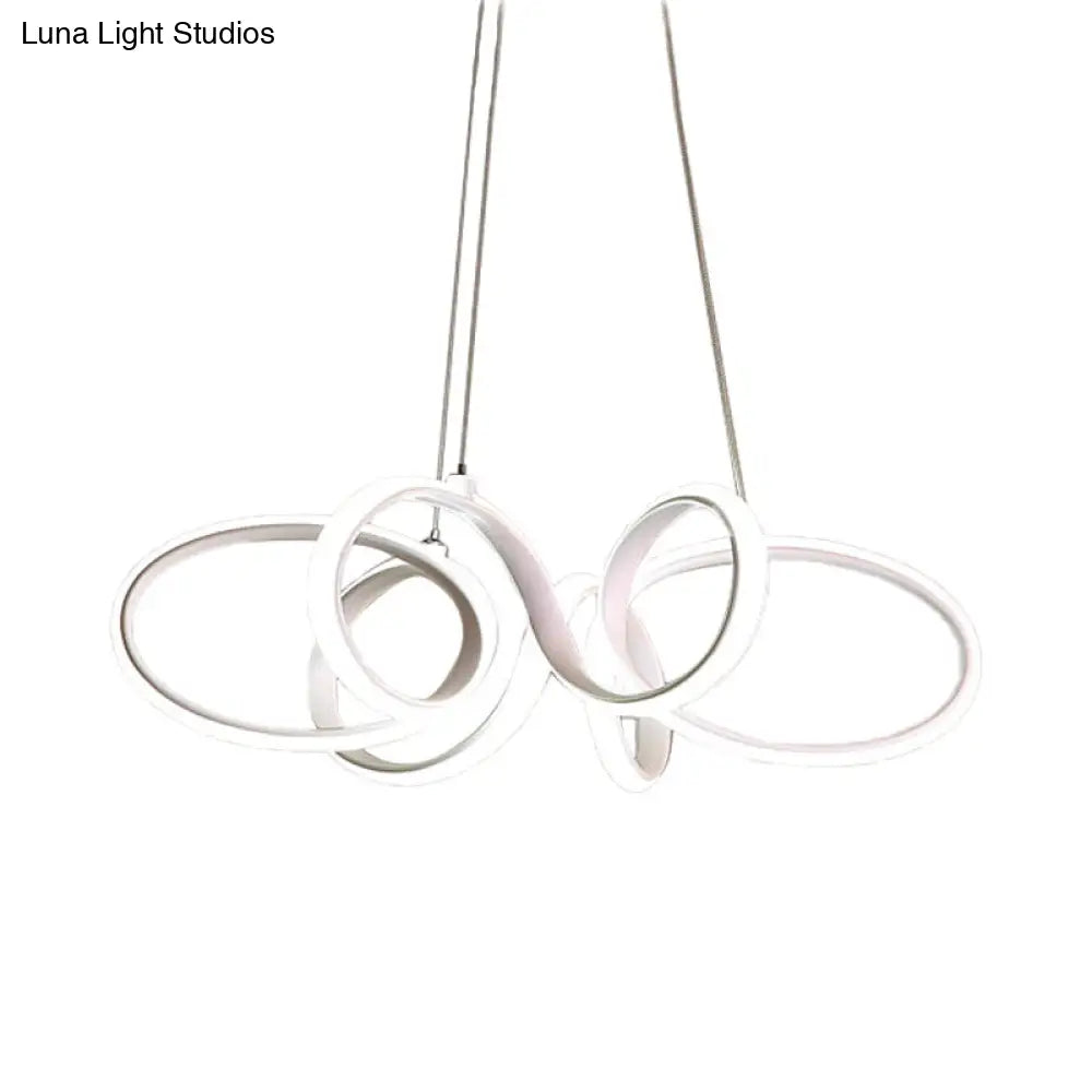 Lámpara de araña curva blanca moderna - Colgante LED acrílico para dormitorio