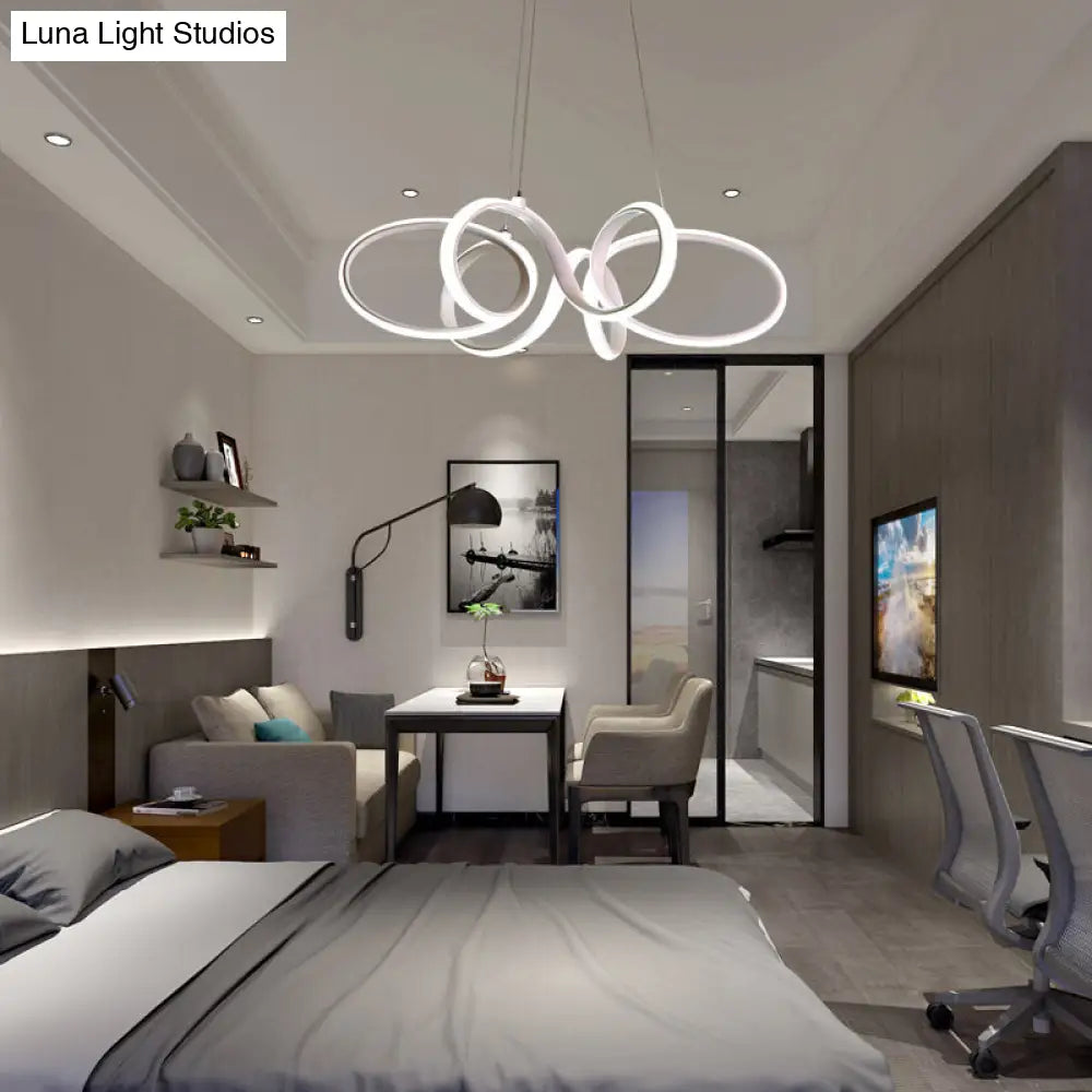 Lámpara de araña curva blanca moderna - Colgante LED acrílico para dormitorio