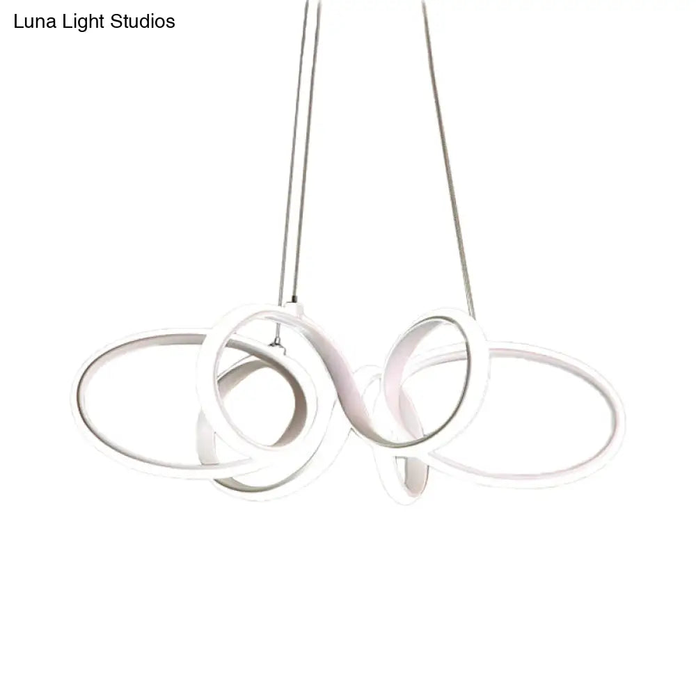 Lámpara de araña curva blanca moderna - Colgante LED acrílico para dormitorio