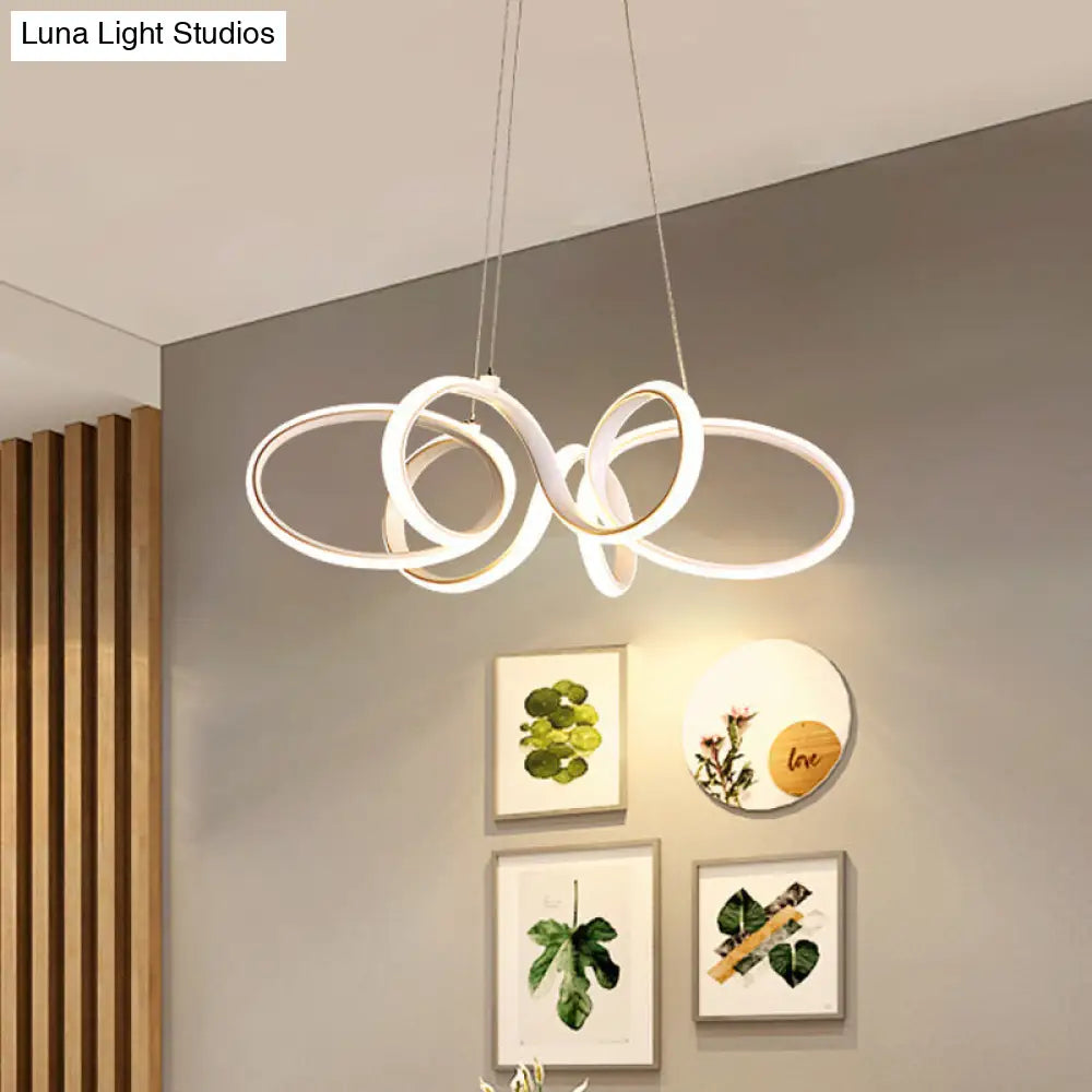 Lámpara de araña curva blanca moderna - Colgante LED acrílico para dormitorio