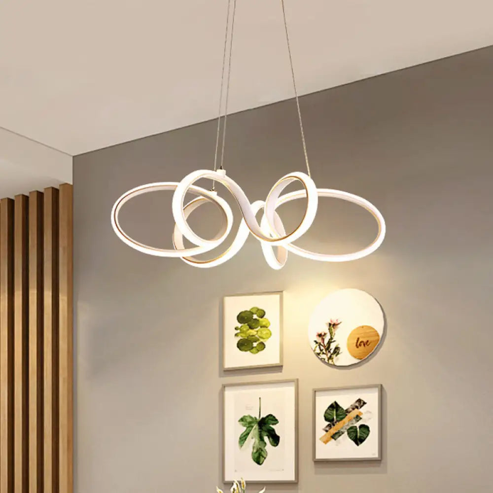 Lámpara de araña curva blanca moderna - Colgante LED acrílico para dormitorio
