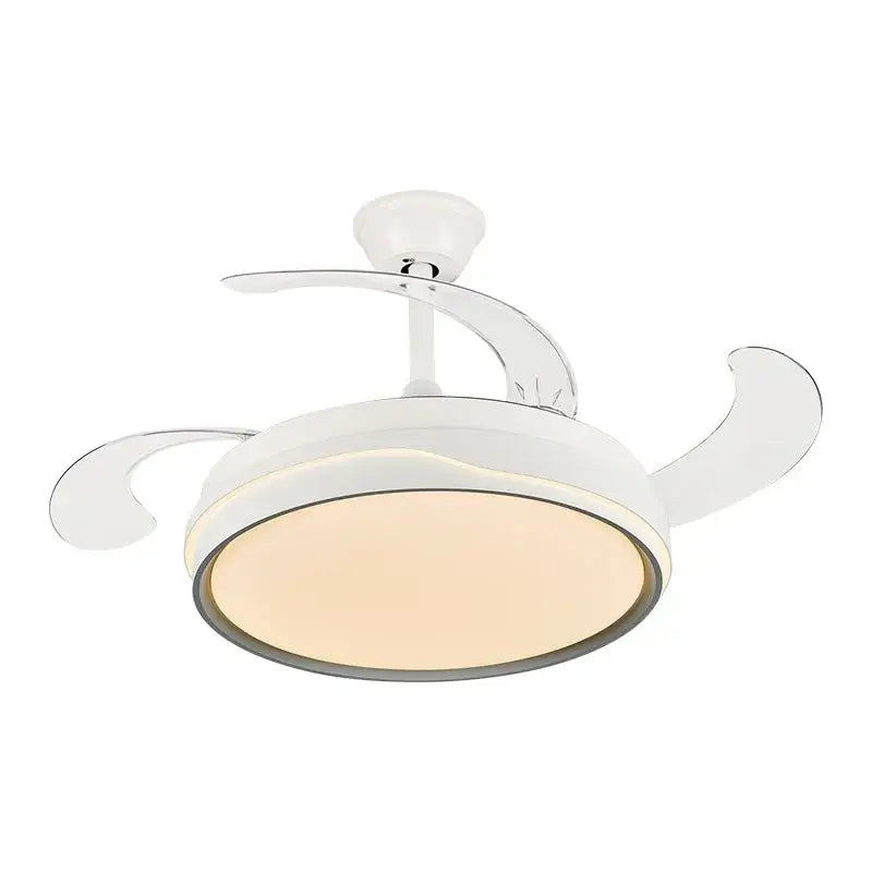Modern white ceiling fan light with curved blades and integrated led lighting for bedroom decorbites ceiling fan