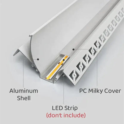 Modern white curved led aluminum profile with silver shell, pc milky cover, and decorative cutouts for living room lighting