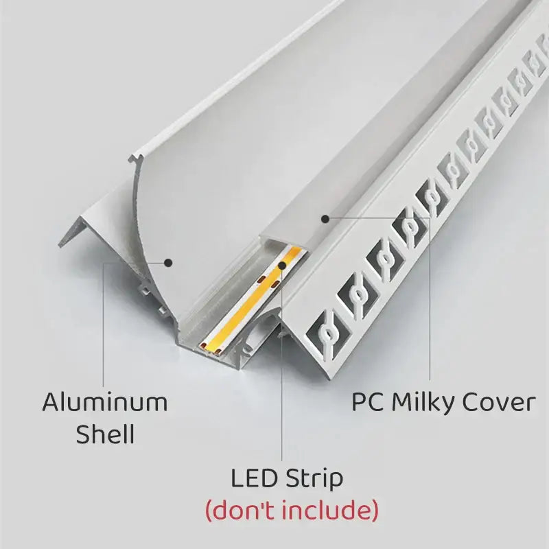Modern white curved led aluminum profile with silver shell, pc milky cover, and decorative cutouts for living room lighting