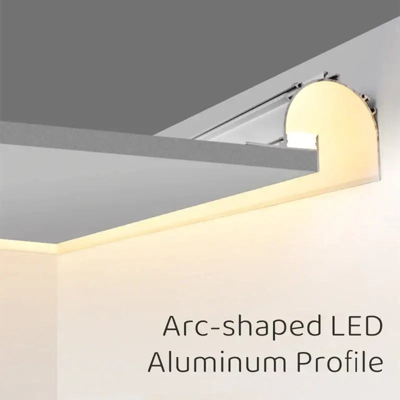 Modern white curved led aluminum profile emitting warm white light for living room recessed lighting