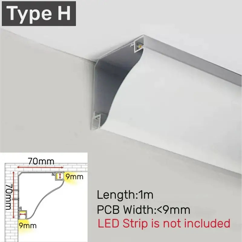 Modern white curved led aluminum profile recessed light housing in silver with sleek design and precise 70mm width