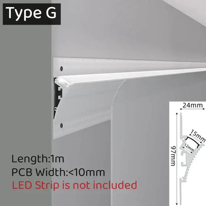 Modern white curved led aluminum profile with a sleek 1m led aluminum channel for secure recessed living room lighting