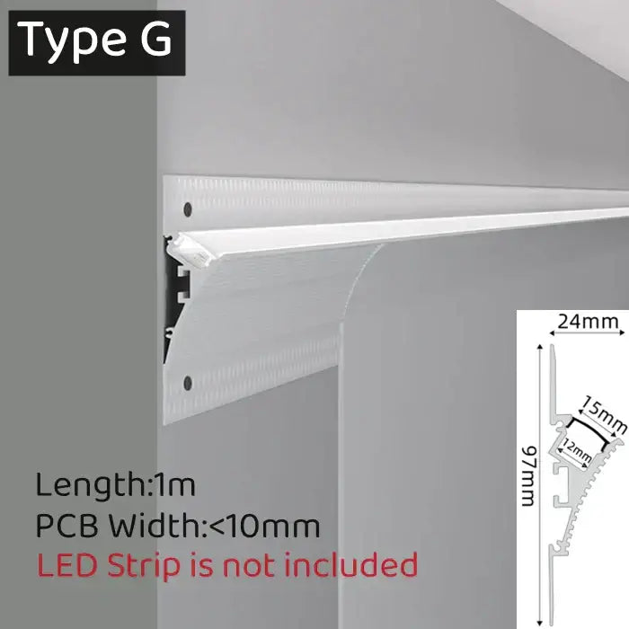 Modern white curved led aluminum profile with a sleek 1m led aluminum channel for secure recessed living room lighting