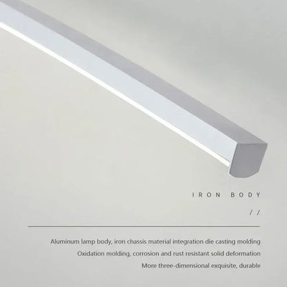 A modern white curved led wall lamp with a minimalist aluminum body and iron chassis for living room use