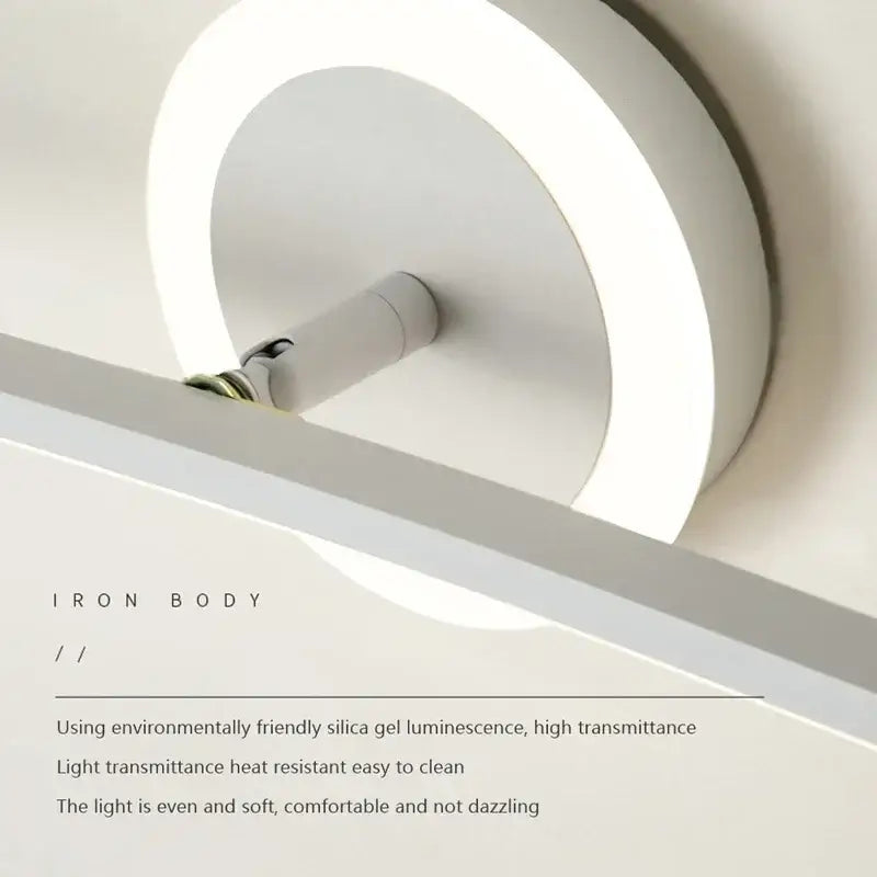 Modern white curved led wall lamp with sleek iron body ideal for living room and bathroom illumination