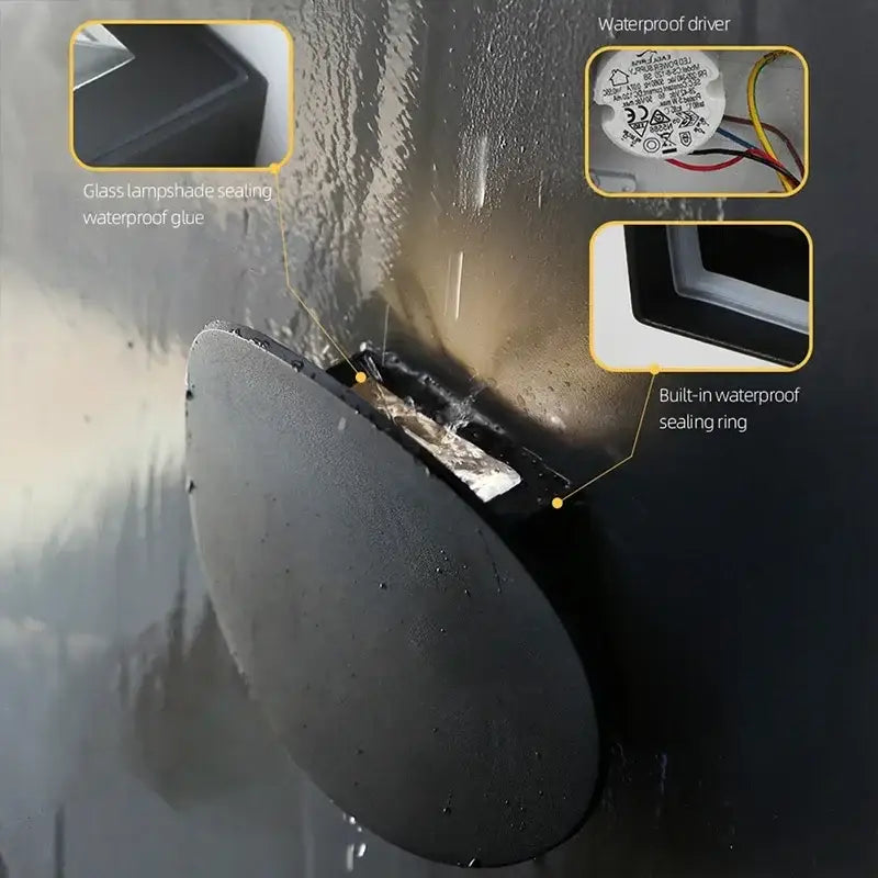 Black oval-shaped glass lampshade with waterproof glue and sealing ring for modern white curved led wall lamp