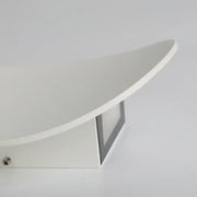 Modern white curved led wall lamp with sleek metallic base designed as a wall lamp for bedroom lighting