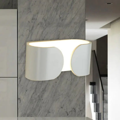 Modern white curved led wall light with sleek design providing soft ambient lighting for bedroom use wall light product requires
