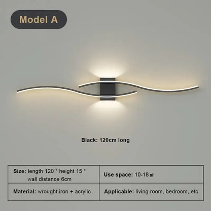 Modern black and silver decorbites led wall light with sleek wavy design for living room wall light strip decor
