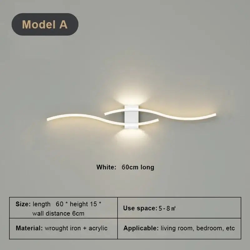 Modern white curved led wall light strip with sleek acrylic arms and wrought iron fixture for decorbites led wall decorbites led wall
