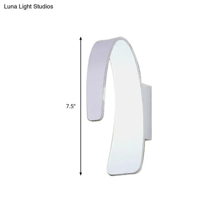 Modern white curved wall light with sleek minimalist design direct wired electric for living room warm white light