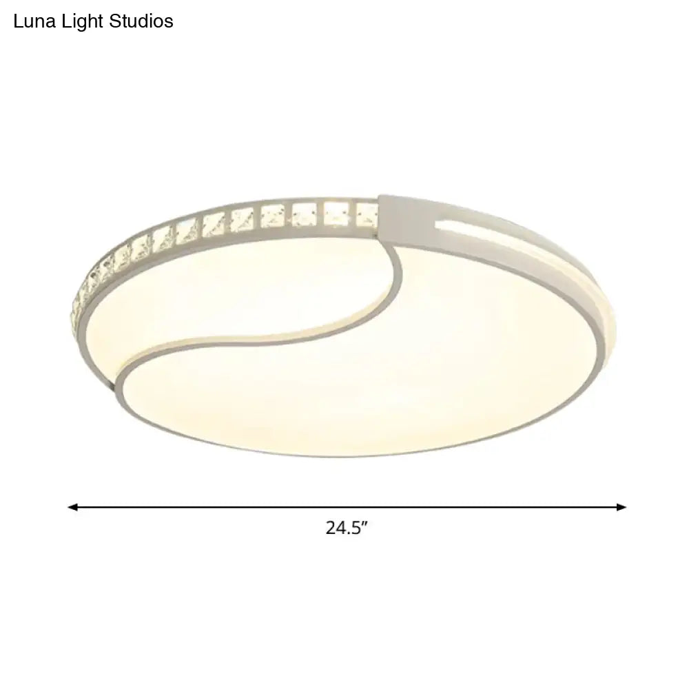 DecorBites™ DecorBites™ Modern White Cut Crystal LED Flush Mount Bedroom Light Fixture, Circular Design, Multiple Sizes
