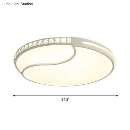 DecorBites™ DecorBites™ Modern White Cut Crystal LED Flush Mount Bedroom Light Fixture, Circular Design, Multiple Sizes