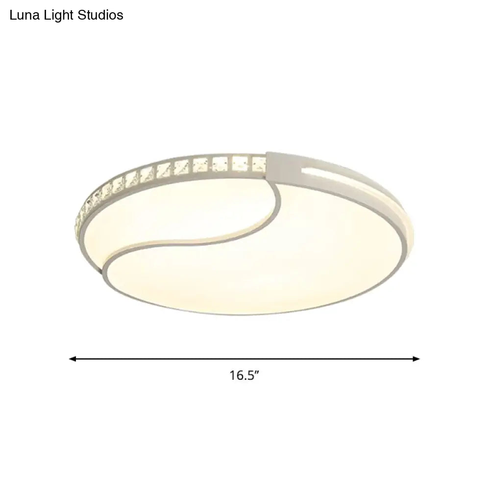 DecorBites™ DecorBites™ Modern White Cut Crystal LED Flush Mount Bedroom Light Fixture, Circular Design, Multiple Sizes