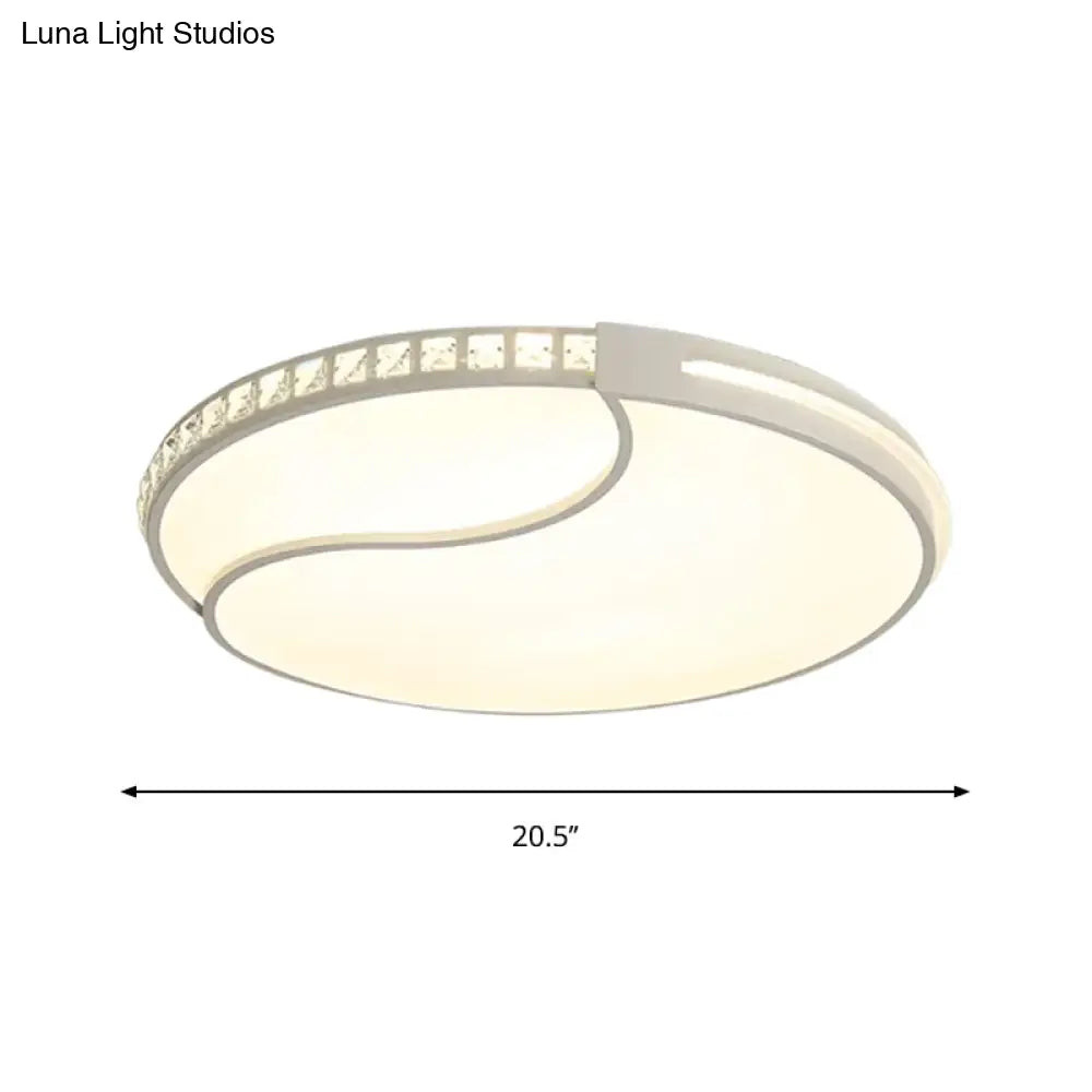 DecorBites™ DecorBites™ Modern White Cut Crystal LED Flush Mount Bedroom Light Fixture, Circular Design, Multiple Sizes