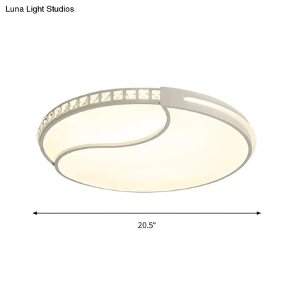 DecorBites™ DecorBites™ Modern White Cut Crystal LED Flush Mount Bedroom Light Fixture, Circular Design, Multiple Sizes