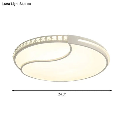 DecorBites™ DecorBites™ Modern White Cut Crystal LED Flush Mount Bedroom Light Fixture, Circular Design, Multiple Sizes