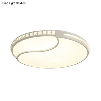 DecorBites™ DecorBites™ Modern White Cut Crystal LED Flush Mount Bedroom Light Fixture, Circular Design, Multiple Sizes