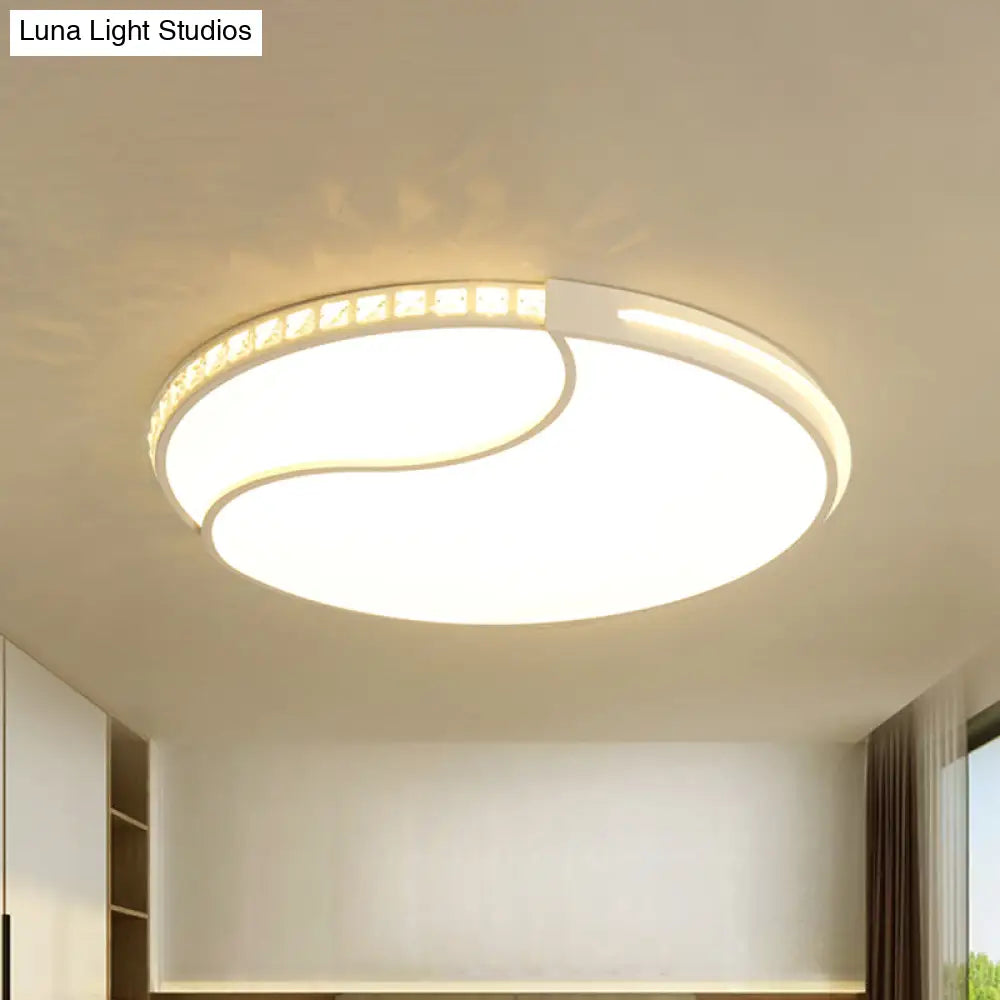 DecorBites™ DecorBites™ Modern White Cut Crystal LED Flush Mount Bedroom Light Fixture, Circular Design, Multiple Sizes