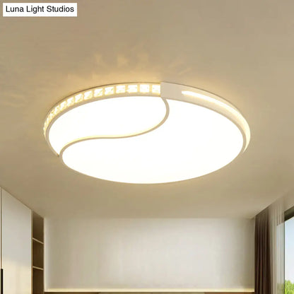DecorBites™ DecorBites™ Modern White Cut Crystal LED Flush Mount Bedroom Light Fixture, Circular Design, Multiple Sizes