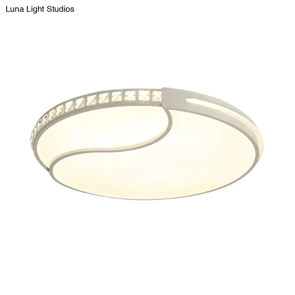 DecorBites™ DecorBites™ Modern White Cut Crystal LED Flush Mount Bedroom Light Fixture, Circular Design, Multiple Sizes