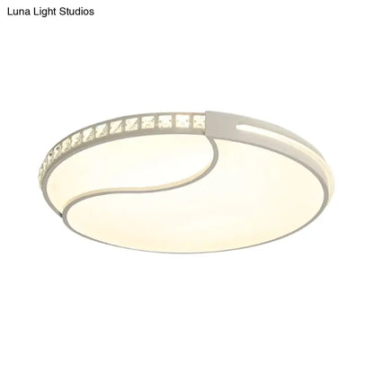 DecorBites™ DecorBites™ Modern White Cut Crystal LED Flush Mount Bedroom Light Fixture, Circular Design, Multiple Sizes