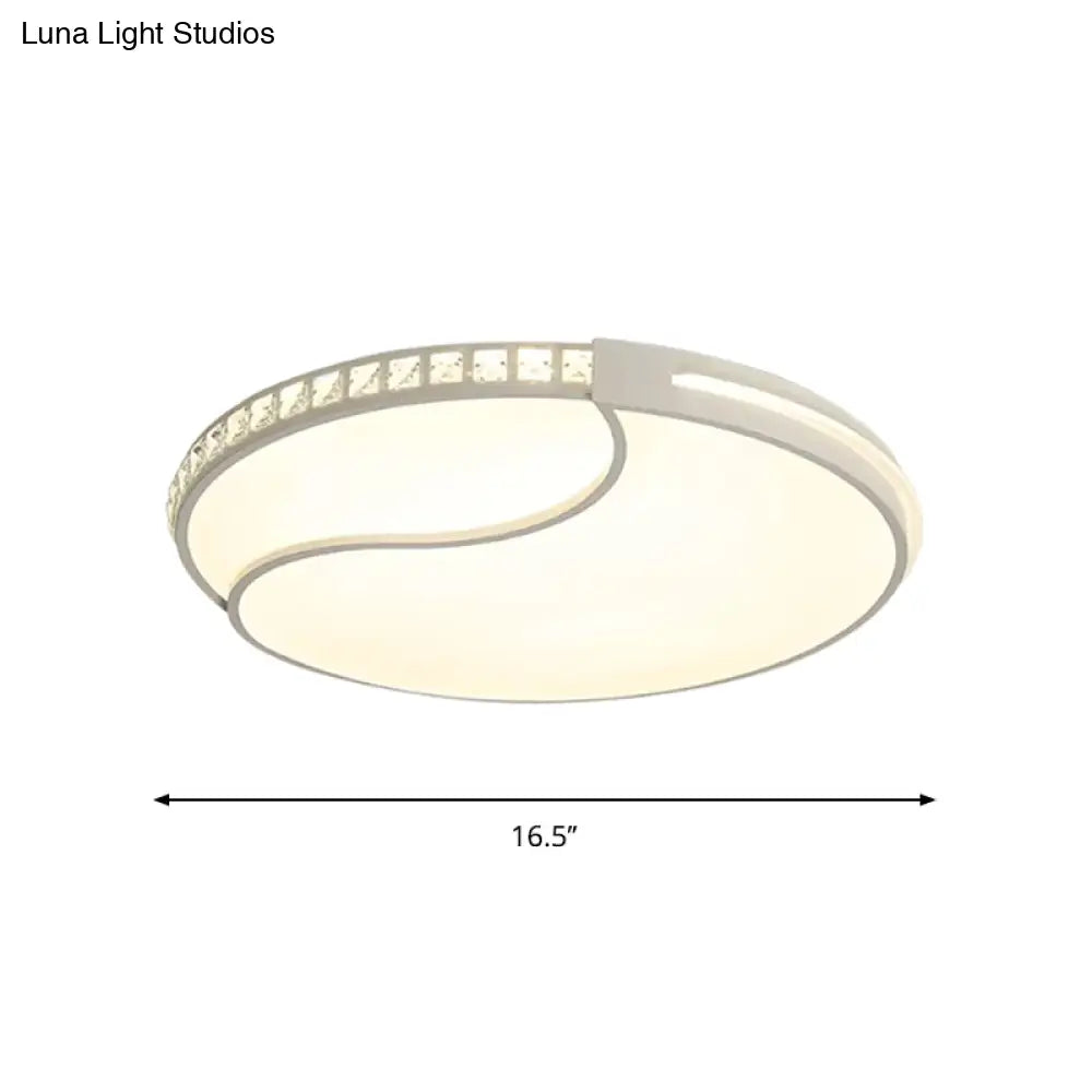 DecorBites™ DecorBites™ Modern White Cut Crystal LED Flush Mount Bedroom Light Fixture, Circular Design, Multiple Sizes