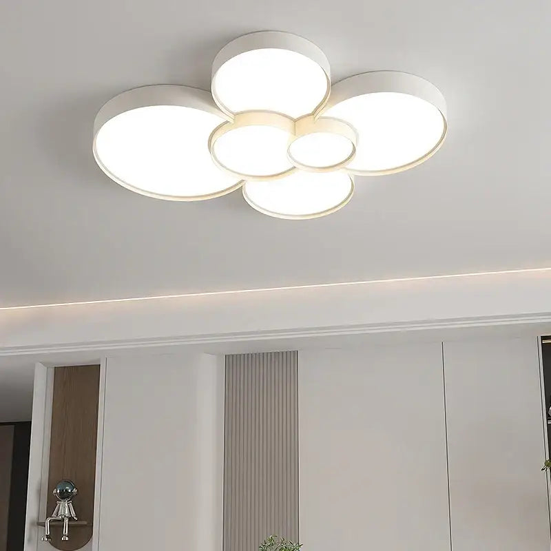 Modern white cloud-shaped cylinder led chandelier light with five illuminated panels for living room decorbites cylinder led