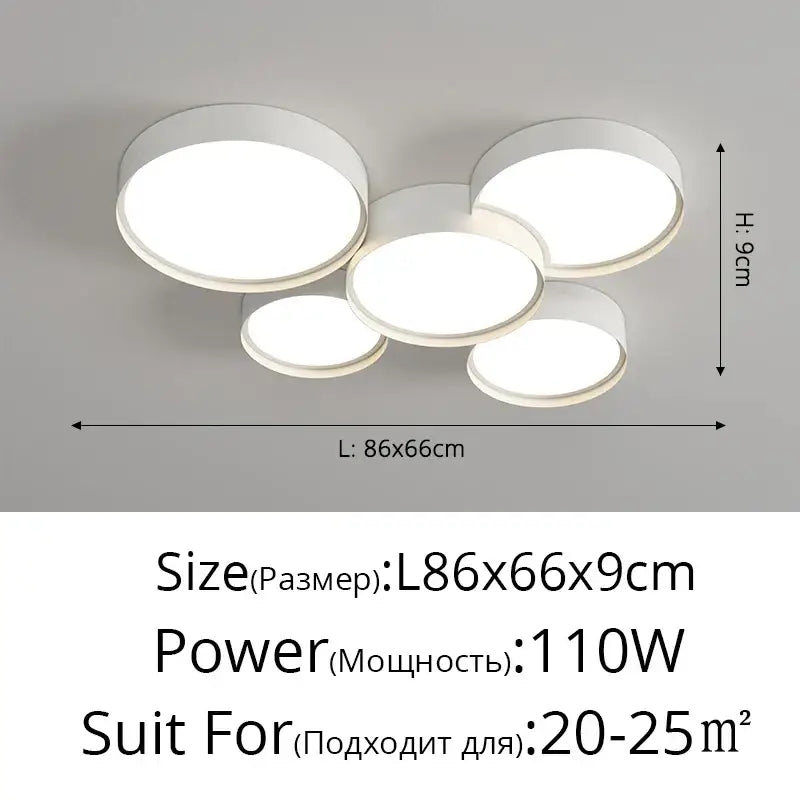 Modern white cylinder led chandelier light with five circular panels cluster design for living room decorbites cylinder led
