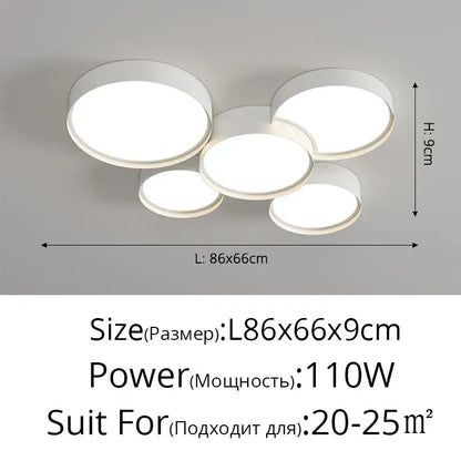 Modern white cylinder led chandelier light with five circular panels cluster design for living room decorbites cylinder led